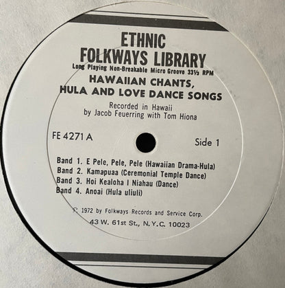 Unknown Artist : Hawaiian Chants, Hula And Love Dance Songs (LP)