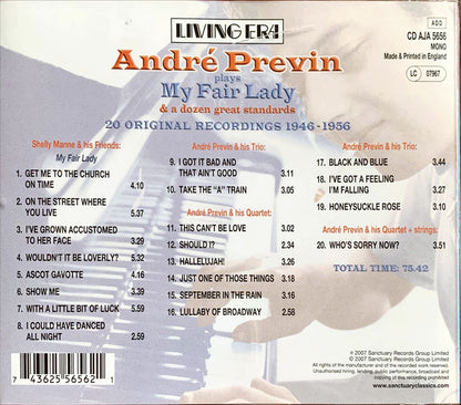 André Previn : Plays My Fair Lady & A Dozen Great Standards (20 Original Recordings 1946–1956) (CD, Comp, Mono)