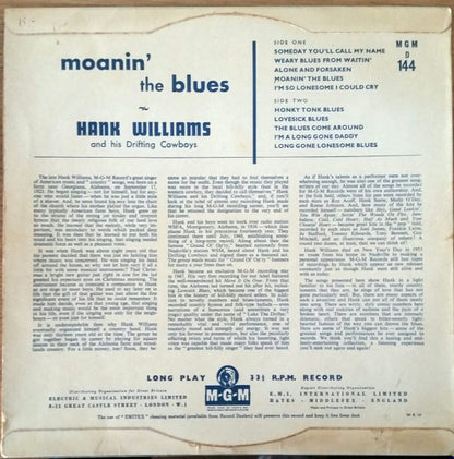 Hank Williams With His Drifting Cowboys : Moanin' The Blues (10", Album, Mono)