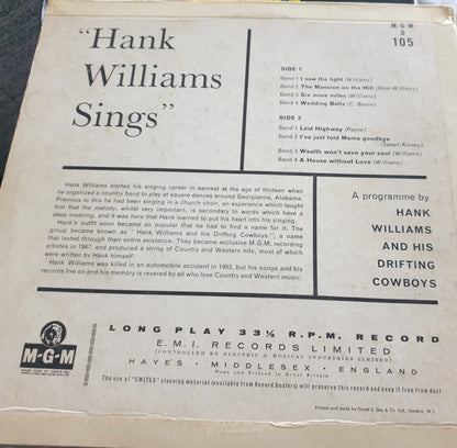 Hank Williams : Hank Williams Sings (10", 4th)