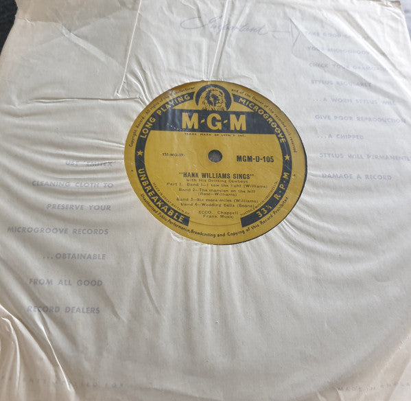 Hank Williams : Hank Williams Sings (10", 4th)