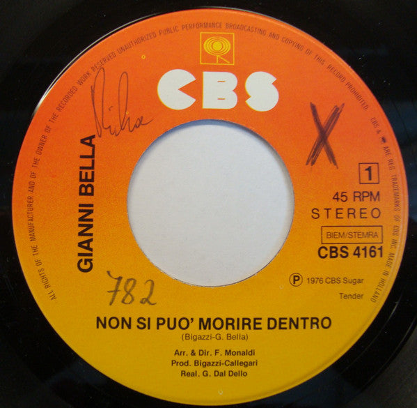 Gianni Bella : Non Si Può Morire Dentro (7", Single)