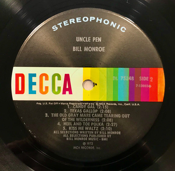 Bill Monroe : Bill Monroe's Uncle Pen (LP, Album)