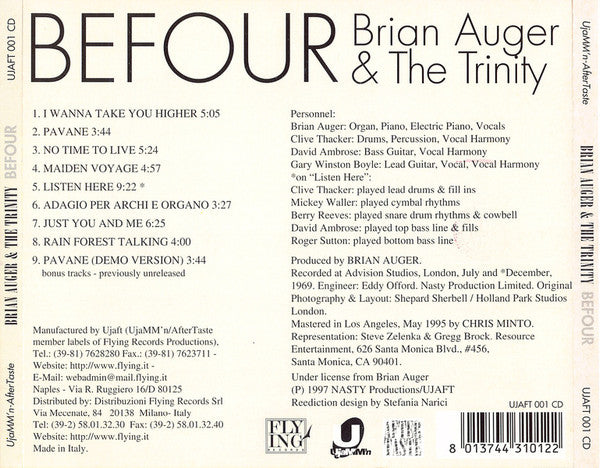 Brian Auger & The Trinity : Befour (CD, Album, RE)