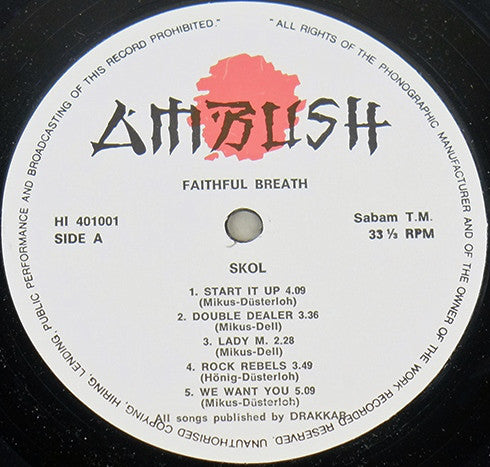 Faithful Breath : Skol (LP, Album)
