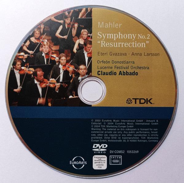 Gustav Mahler - Eteri Gvazava, Anna Larsson (2), Orfeón Donostiarra, Lucerne Festival Orchestra, Claudio Abbado : Symphony No. 2 "Resurrection" (DVD-V)