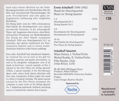 Erwin Schulhoff, Schulhoff Quartett : Musik Für Streichquartett - Music For String Quartet (CD, Album)