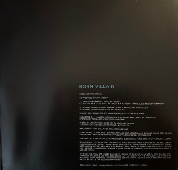 Marilyn Manson : Born Villain (2xLP, Album, RE, RP, 180)