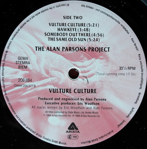 The Alan Parsons Project : Vulture Culture (LP, Album, RE)