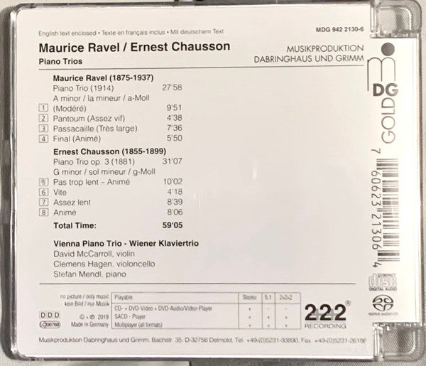 Maurice Ravel - Ernest Chausson • Vienna Piano Trio : Piano Trios (SACD, Hybrid, Multichannel)