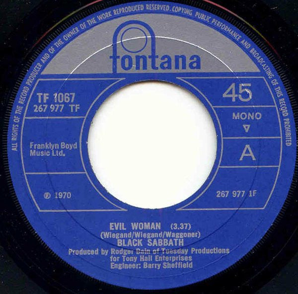 Black Sabbath : Evil Woman (7", Single, Mono)