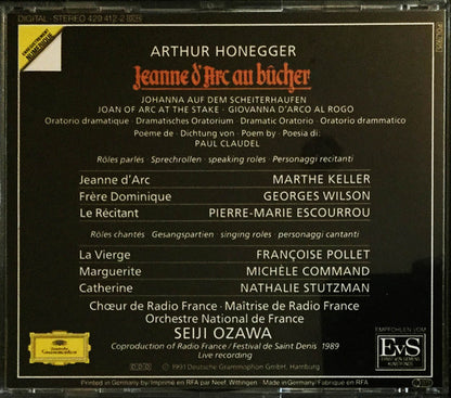 Arthur Honegger - Marthe Keller, Georges Wilson, Chœur de Radio France, Orchestre National De France, Seiji Ozawa : Jeanne D'Arc Au Bûcher (CD, Album + Box, Sli)