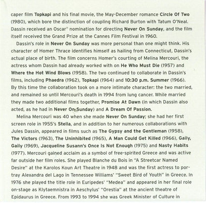 Manos Hadjidakis : Never On Sunday (CD, Album, Mono, Dlx, Enh, RE, RM)