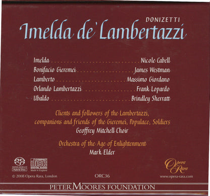 Gaetano Donizetti, Nicole Cabell, James Westman, Massimo Giordano (2), Frank Lopardo, Brindley Sherratt, Mark Elder (2) : Imelda De' Lambertazzi (2xSACD, Hybrid)