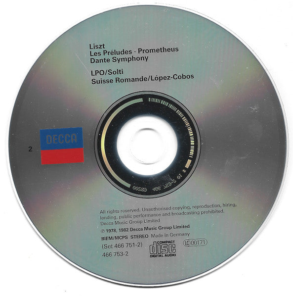 Liszt*, Solti* • López-Cobos* : A Faust Symphony - Dante Symphony -  Les Préludes • Prometheus (2xCD, Comp, RM)