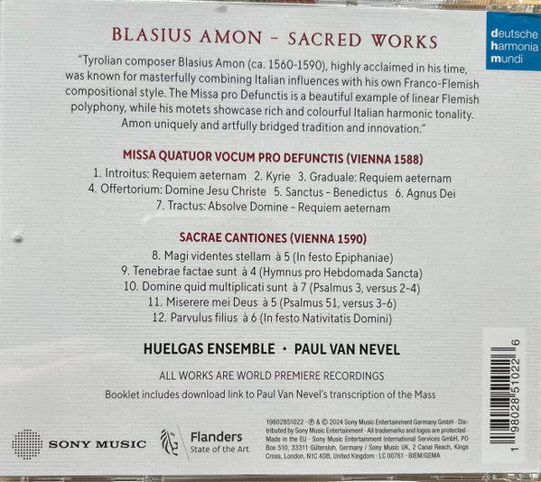 Blasius Amon, Huelgas Ensemble* • Paul Van Nevel : Sacred Works (CD, Album)