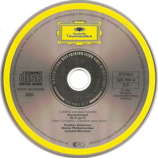 Ludwig van Beethoven, Krystian Zimerman, Wiener Philharmoniker, Leonard Bernstein : Klavierkonzert No. 5 »Emperor« Concerto (CD, Album)