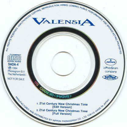 Valensia : 21st Century New Christmas Time (CD, Mini, Single, Promo)