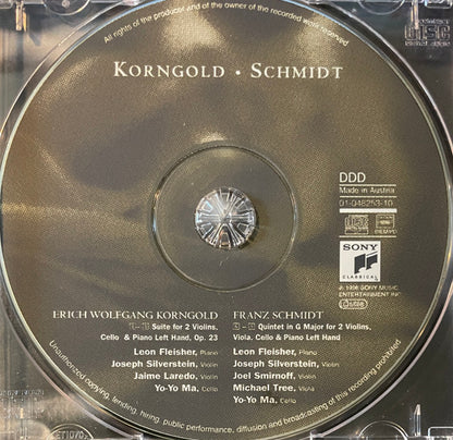 Korngold* • Schmidt* – Leon Fleisher, Joseph Silverstein, Jaime Laredo, Joel Smirnoff, Michael Tree, Yo-Yo Ma : Music For Strings And Piano Left Hand (CD, Album)