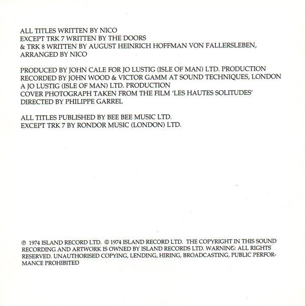 Nico (3) : The End... (CD, Album, RE)