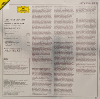 Johannes Brahms - Wiener Philharmoniker, Carlos Kleiber : Symphonie No. 4 (LP)
