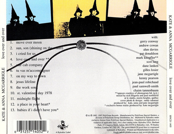 Kate & Anna McGarrigle : Love Over And Over (CD, Album, RE)