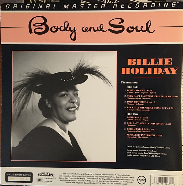 Billie Holiday : Body And Soul (LP, Mono, Ltd, Num, RE, RM)
