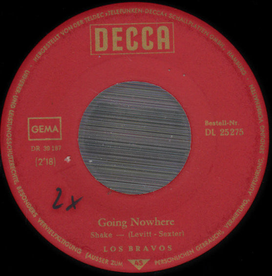 Los Bravos : Going Nowhere / Brand New Baby (7", Single)