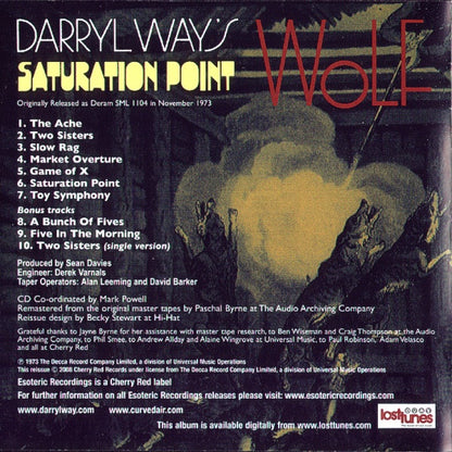 Darryl Way's Wolf : Saturation Point (CD, Album, RE, RM)