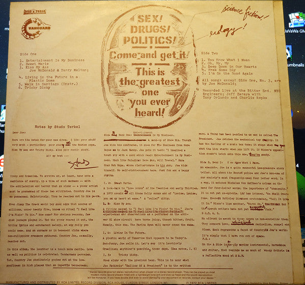 Country Joe McDonald : Incredible ! Live ! (LP, Album)