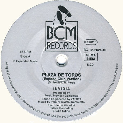 Invidia : Plaza De Toros (12", Maxi)