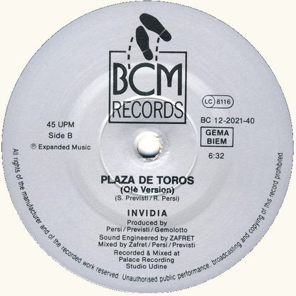 Invidia : Plaza De Toros (12", Maxi)