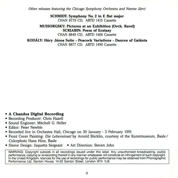 Franz Schmidt / Paul Hindemith - Chicago Symphony Orchestra, Neeme Järvi : Symphony No. 3 / Concerto For Orchestra (CD)