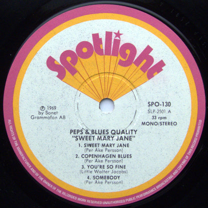 Peps Persson & Blues Quality : Sweet Mary Jane (LP, Album, RE, RP)
