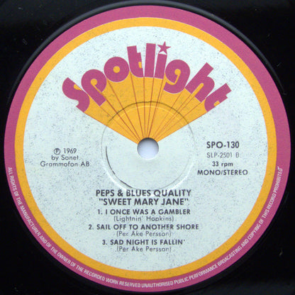 Peps Persson & Blues Quality : Sweet Mary Jane (LP, Album, RE, RP)