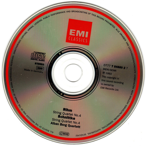 Wolfgang Rihm, Alfred Schnittke - Alban Berg Quartett : Streichquartett No. 4 (CD)