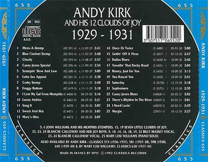 Andy Kirk And His Twelve Clouds Of Joy* : 1929-1931 (CD, Comp)