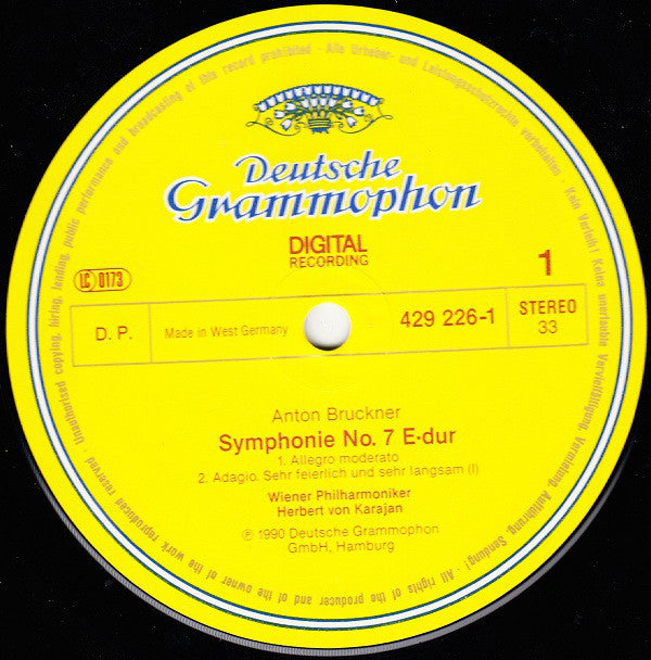 Anton Bruckner, Herbert Von Karajan, Wiener Philharmoniker : Symphonie No. 7 (LP)