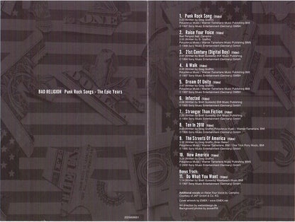 Bad Religion : Punk Rock Songs - The Epic Years (DVD-V, Comp, PAL)