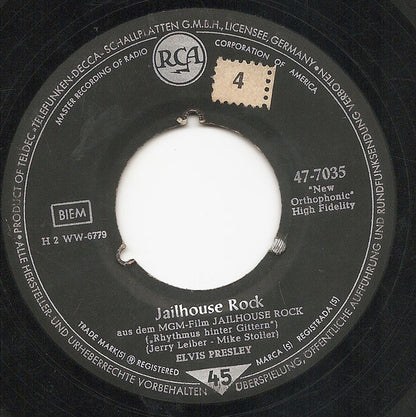 Elvis Presley : Jailhouse Rock (7", Single, RP)