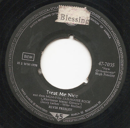 Elvis Presley : Jailhouse Rock (7", Single, RP)