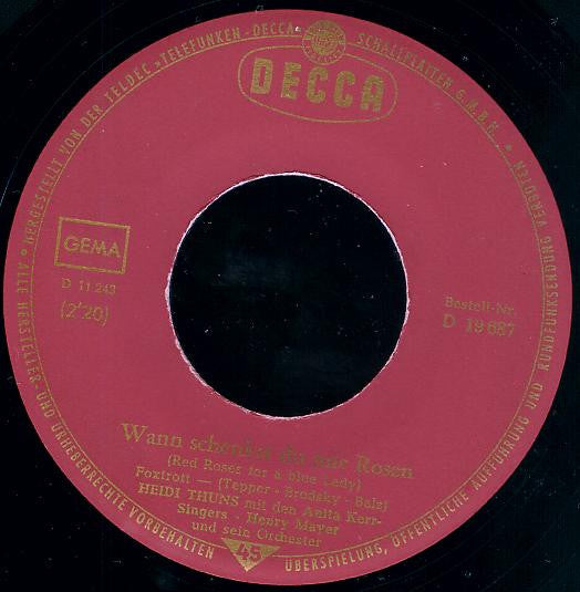 Heidi Thuns : Wann Schenkst Du Mir Rosen (7", Single)