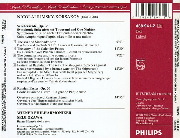Nikolai Rimsky-Korsakov / Wiener Philharmoniker, Seiji Ozawa : Scheherazade / Russian Easter Overture (CD, Album)