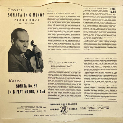 Giuseppe Tartini / Wolfgang Amadeus Mozart, David Oistrach : "Devil's Trill" Sonata / Sonata In B Flat, K. 454 (LP, Mono)