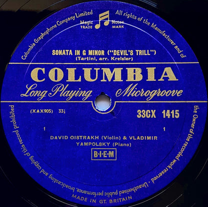 Giuseppe Tartini / Wolfgang Amadeus Mozart, David Oistrach : "Devil's Trill" Sonata / Sonata In B Flat, K. 454 (LP, Mono)