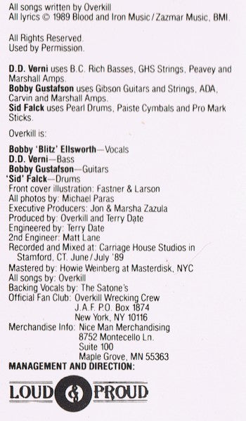 Overkill : The Years Of Decay (Cass, Album)