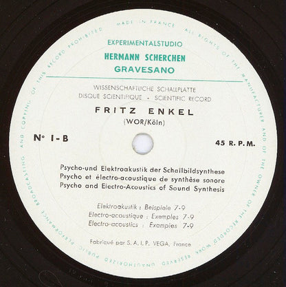 Fritz Enkel : Psycho- Und Elektroakustik Der Schallbildsynthese (7")