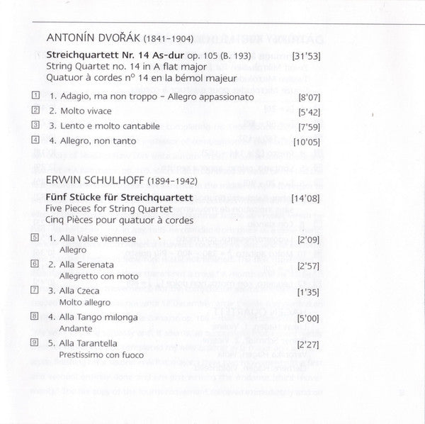 Dvořák* / Schulhoff* / Kurtág* - Hagen Quartett : String Quartet No.14 / 5 Pieces / 12 Microludes (CD, Album)