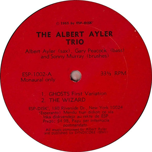 Albert Ayler Trio : Spiritual Unity (LP, Album, Mono)