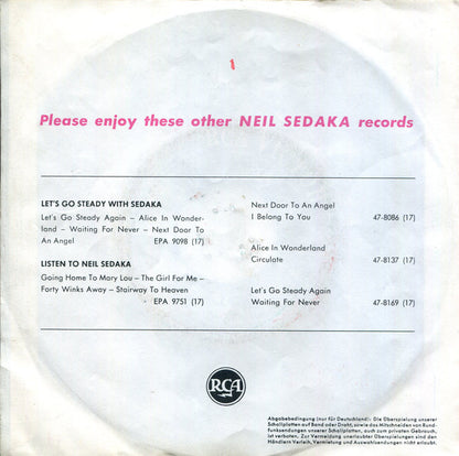 Neil Sedaka : Wenn Ich In Dein Fenster Seh' / Nur Ein Bild Von Dir (7")